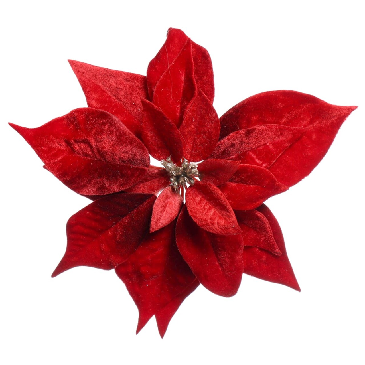 8″ Velvet Poinsettia Clip Ornament – Luxe Red Floral Christmas Accent